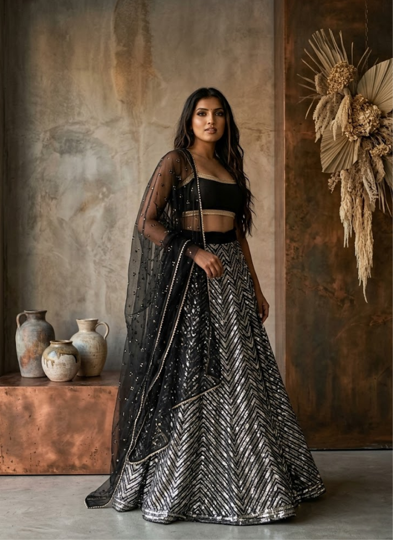 Georgette Lehenga Choli with Sequin &amp; Zari Work