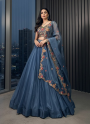 Chanda Silk Sequins Embroidered Lehenga Set 3