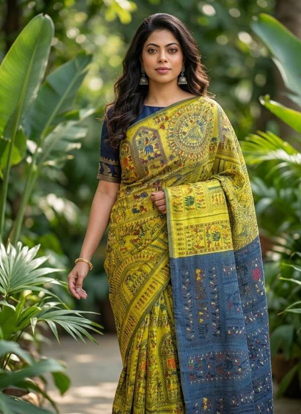 Madhubani Print Saree with Blouse