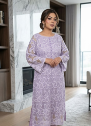 Lilac Silk Chikankari Co‑Ord Set with Divider Palazzo 2