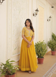 Faux Blooming Anarkali Dress with Zari Sequins Embroidery (Sizes M–XXL) 5