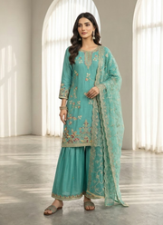 GMY Silk Sharara Suit with Heavy Sequins & Dori Embroidery + Dupatta 2