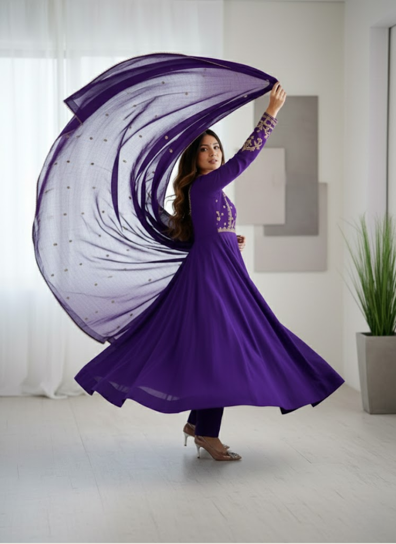 Royal Chanderi Silk Anarkali with Dupatta