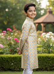 Kids Kurta Pajama – Multicolor Silk Kurta with White Cotton Pyjama 4