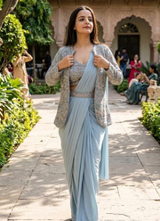 Chinnon Silk Drape Saree – Embroidery Sequence Work 2