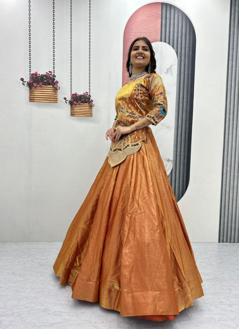pure silk satin lehenga choli set