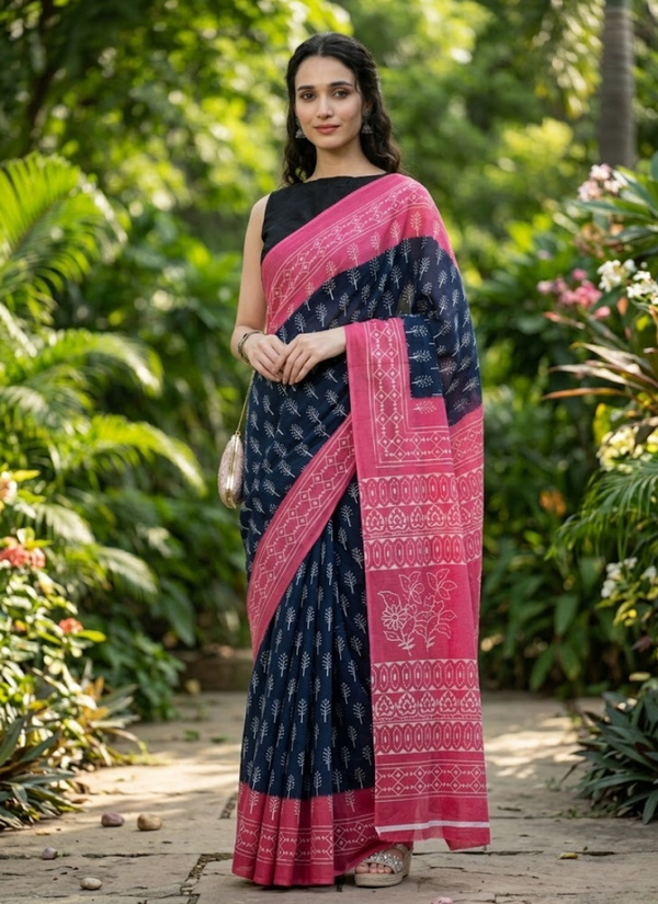 Pure Jaypuri Mulmul Saree with Blouse