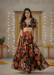 Georgette Digital Printed Lehenga Choli with 5m Flair (Stitched Set) 2