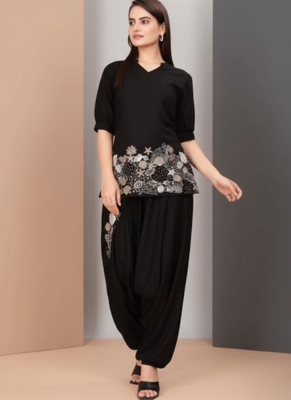 Black Co-Ord Set with Embroidery