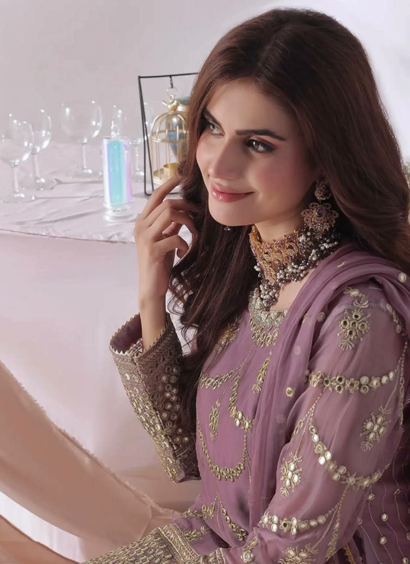 Faux Georgette Sharara Suit with Sequins Embroidery + Dupatta