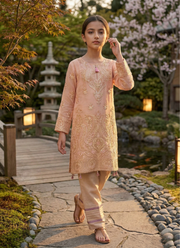 Baby Pink Chiffon Kids Salwar Suit – Soft & Stylish 2