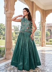 Gold Crush Lehenga Choli with Embroidered Shrug 3