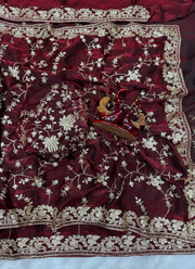 Space Silk Saree – Sequin & Zari Embroidery with Matching Blouse 3