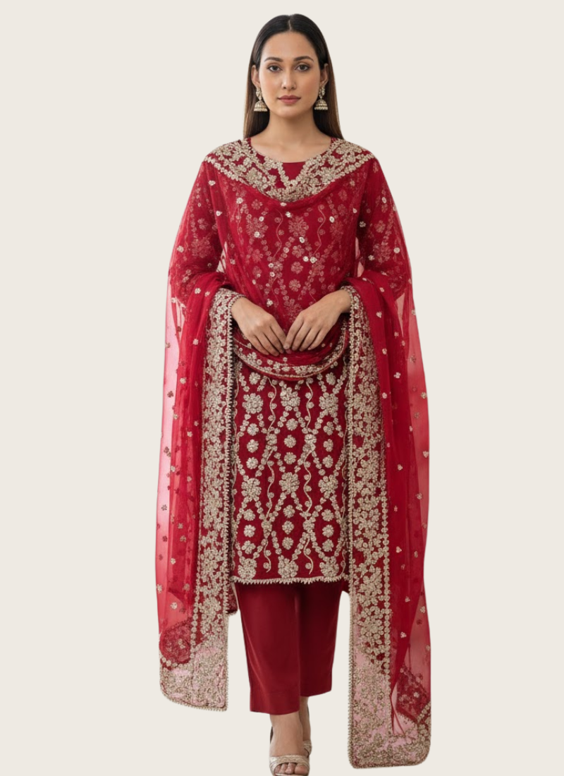 Graceful Gota Patti Pakistani Kameez Salwar – Chiffon Charm for Women