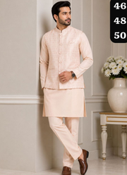 Indian Men’s Dress Jacquard Koti Silk Kurta Polo Pant Set 5