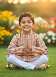 Multicolor Kids Kurta Pajama – Silk Kurta with Cotton Pyjama Set 3