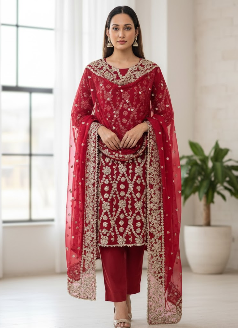 Graceful Gota Patti Pakistani Kameez Salwar – Chiffon Charm for Women