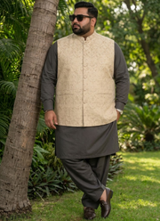 Men's Big Size Silk Kurta Pyjama with Jacquard Koti | Indian Cultural Wear Online Australia 4