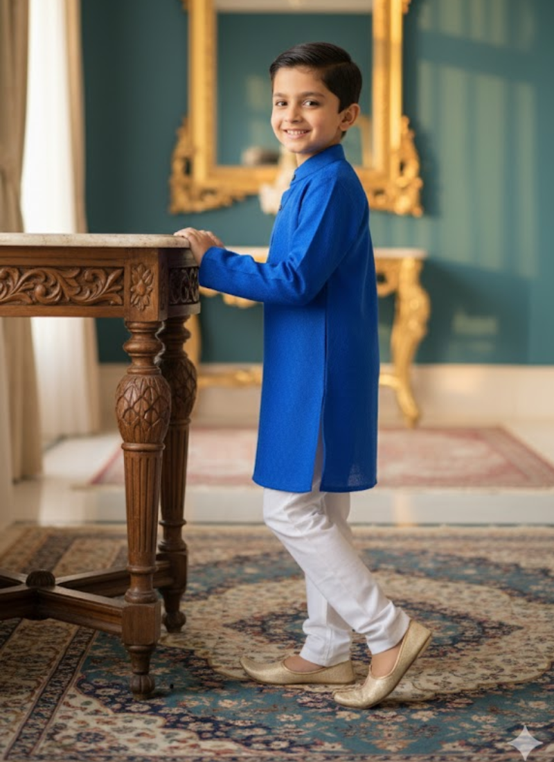 Royal Blue Kids Kurta Pajama Set – Elegant Ethnic Wear