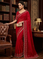 Pure Fandy Satin Silk Saree with Rose Gold Beadwork 32
