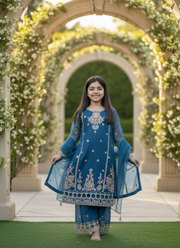 Sea Green Silk Kids Sharara Suit – Festive Elegance 3