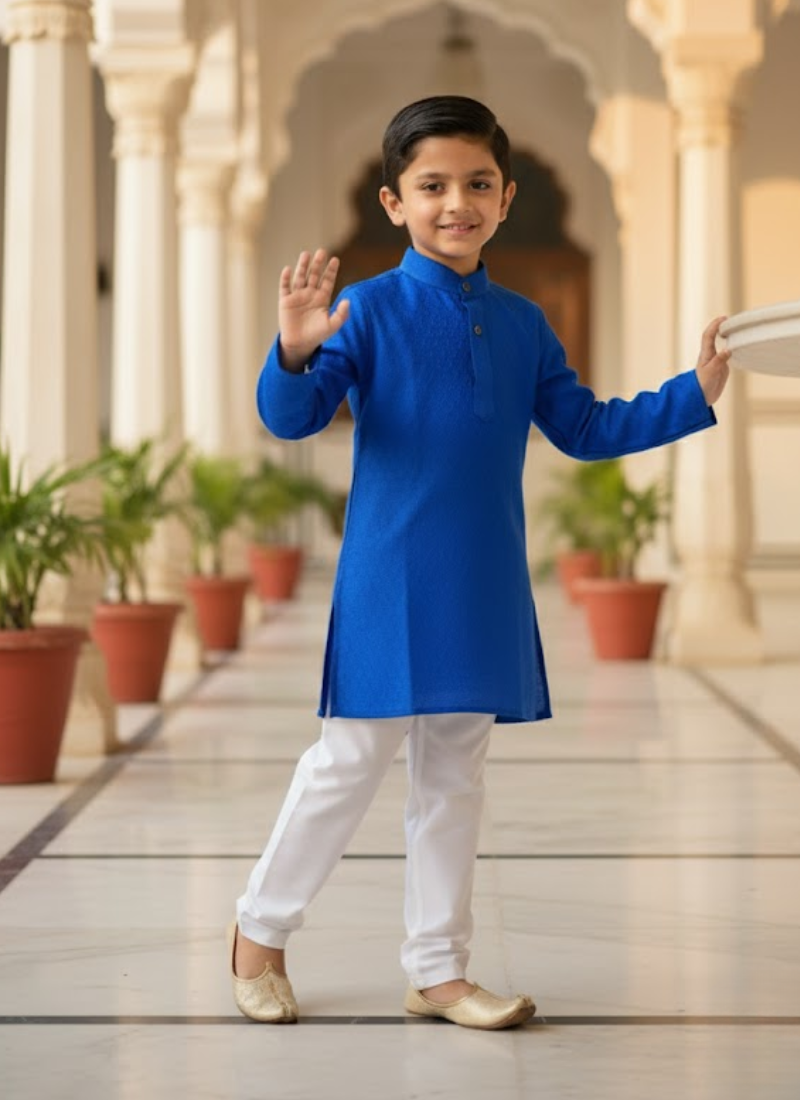 Royal Blue Kids Kurta Pajama Set – Elegant Ethnic Wear