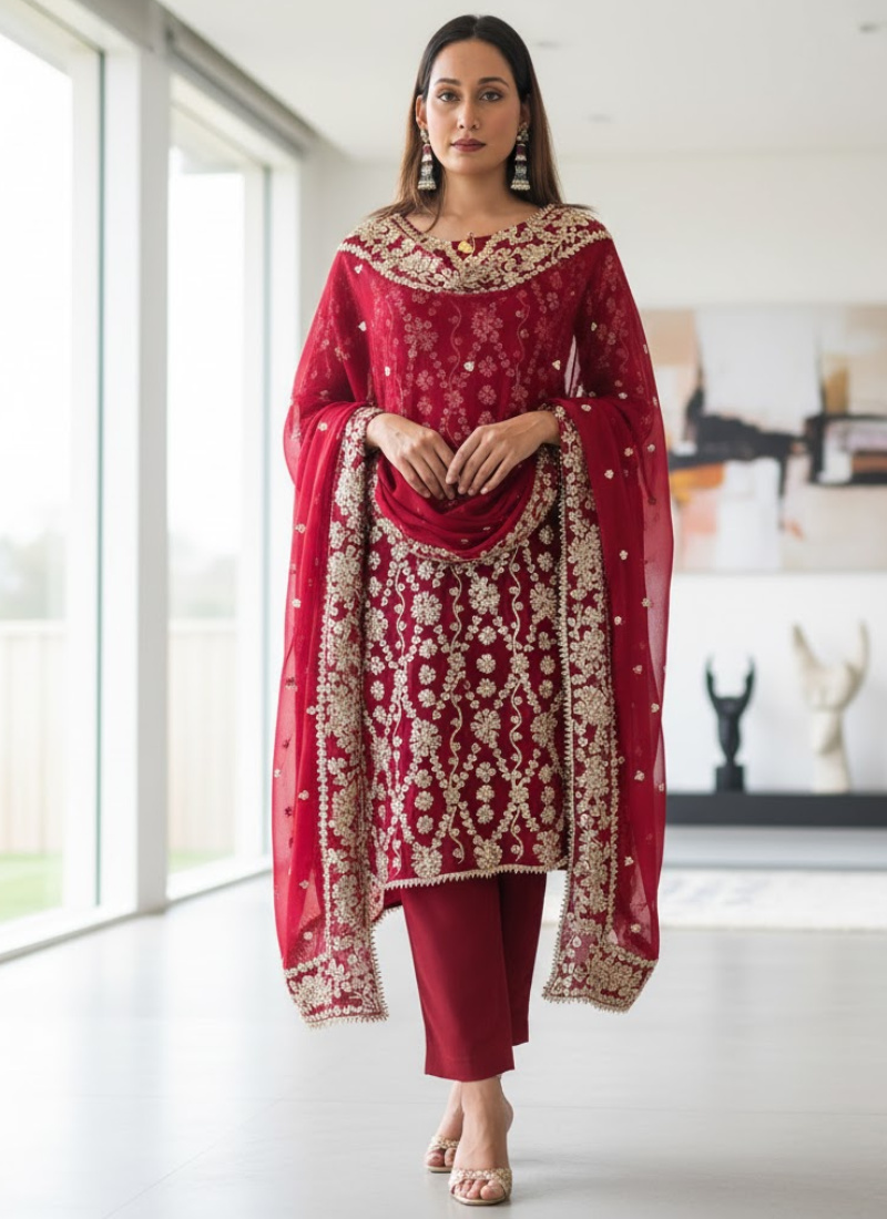 Graceful Gota Patti Pakistani Kameez Salwar – Chiffon Charm for Women