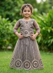 Baby Girls Embroidered Tissue Lehenga Set | Indian Wedding Wear for Girls 2
