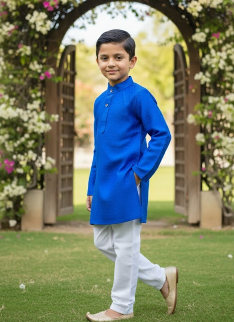 Royal Blue Kids Kurta Pajama Set – Elegant Ethnic Wear