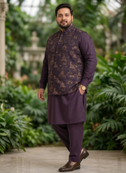 Men's Big Size Silk Kurta Pyjama with Jacquard Koti | Indian Festival & Wedding Outfit Australia 2