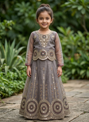 Baby Girls Embroidered Tissue Lehenga Set | Indian Wedding Wear for Girls 4