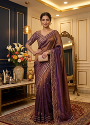 Pure Fandy Satin Silk Saree with Rose Gold Beadwork 36