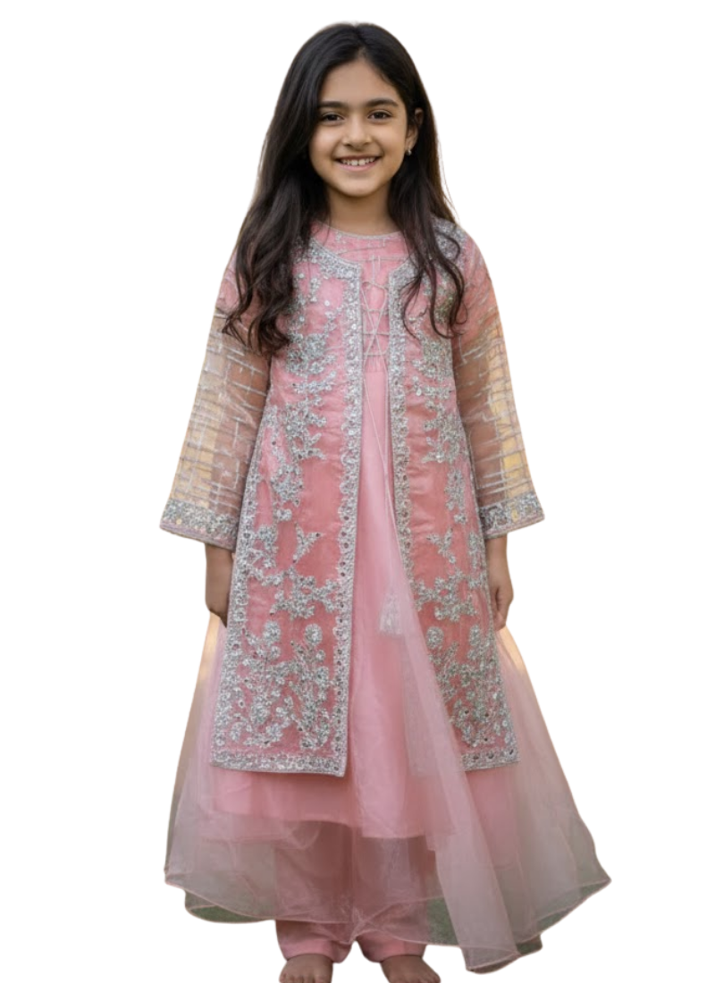 Elegant Kids Gown in Organza – Festive & Party Wear for Girls
