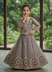 Baby Girls Embroidered Tissue Lehenga Set | Indian Wedding Wear for Girls 1