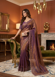Pure Fandy Satin Silk Saree with Rose Gold Beadwork 37