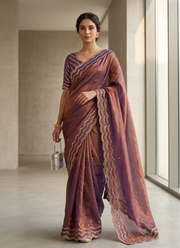 Pure Fandy Satin Silk Saree with Rose Gold Beadwork 38