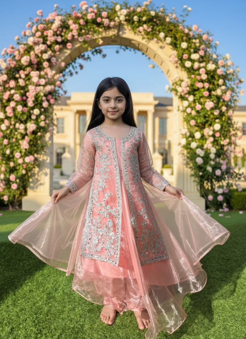 Elegant Kids Gown in Organza – Festive & Party Wear for Girls