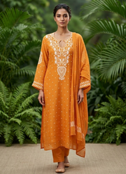 Mul Chanderi Chikankari Suit Set 43