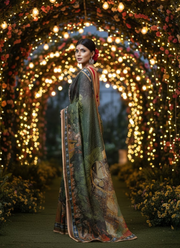 Green Tashar Silk Saree – Moha Rani & Moharaja Artistic Print 2