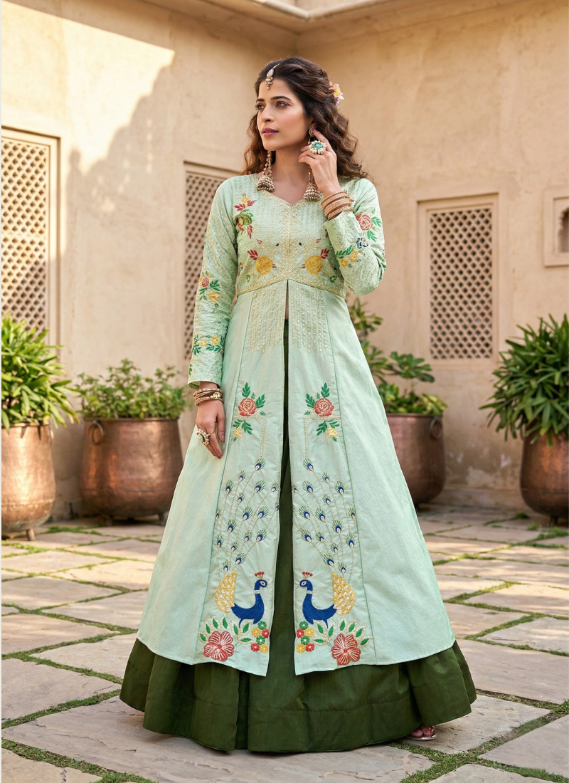 Satin Silk Lehenga Choli with Sequin Embroidery