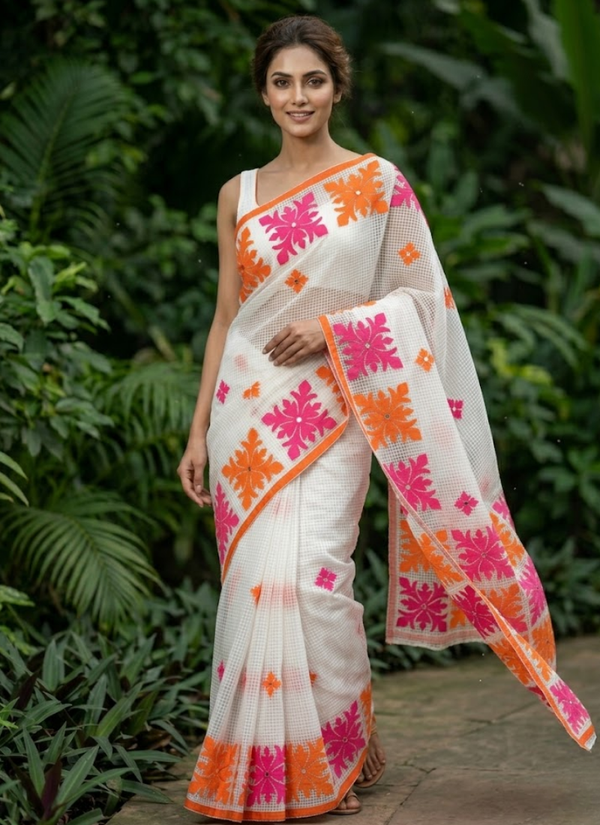 Kota Applique Saree – No Blouse Piece