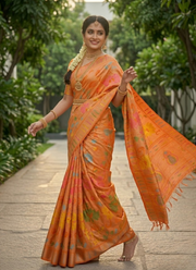Paithni Silk Saree with Zari Border & Blouse Piece 4