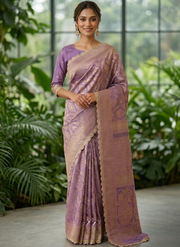 Katan Silk Saree with Stitched Blouse