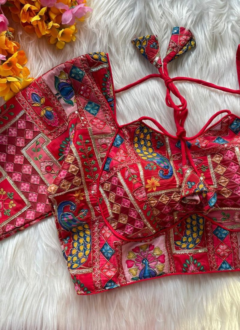 Pure Crepe Blouse with Elbow Sleeves & Back Dori