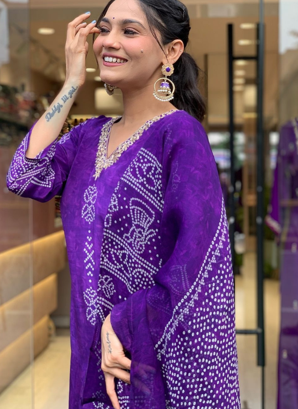 Pink French Crepe Kurta Set with Dupatta