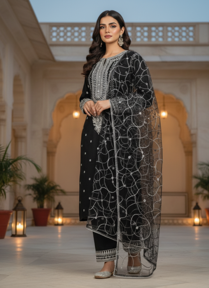 Black Pakistani Salwar Suit – Cotton Pajama
