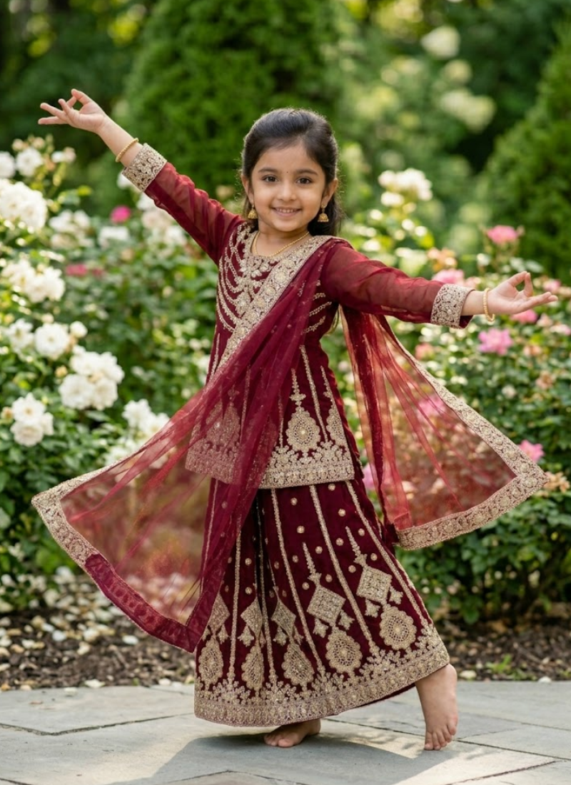 Baby Girl’s Net Lehenga – Embroidery Work