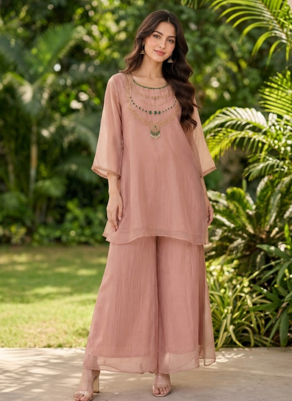 Tissue Co-ord Set with Jewellery Work | Indian Designer Outfit Online Australia