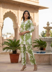 Women’s Green Printed Salwar Kamiz Co-Ord Set 2