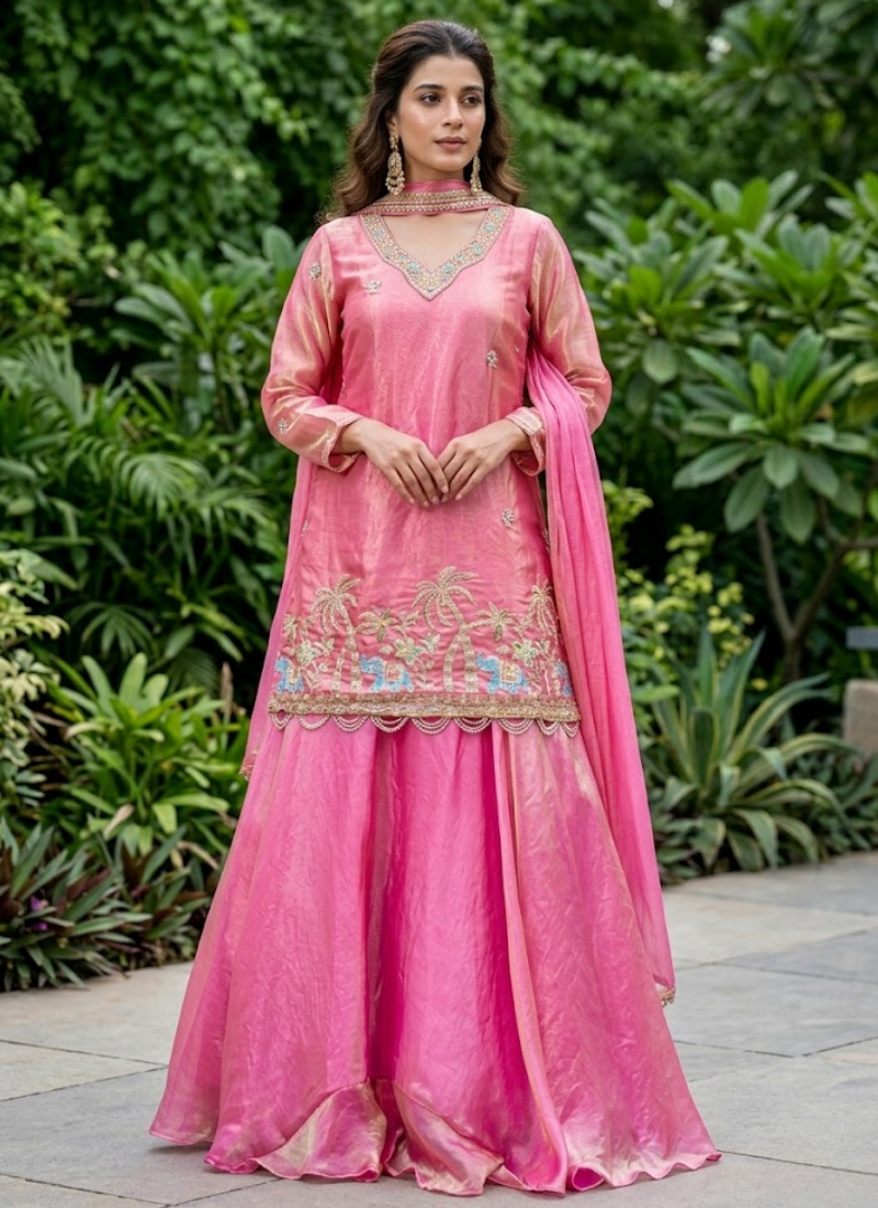 Fendy Kurti Lehenga Set with Embroidered Dupatta